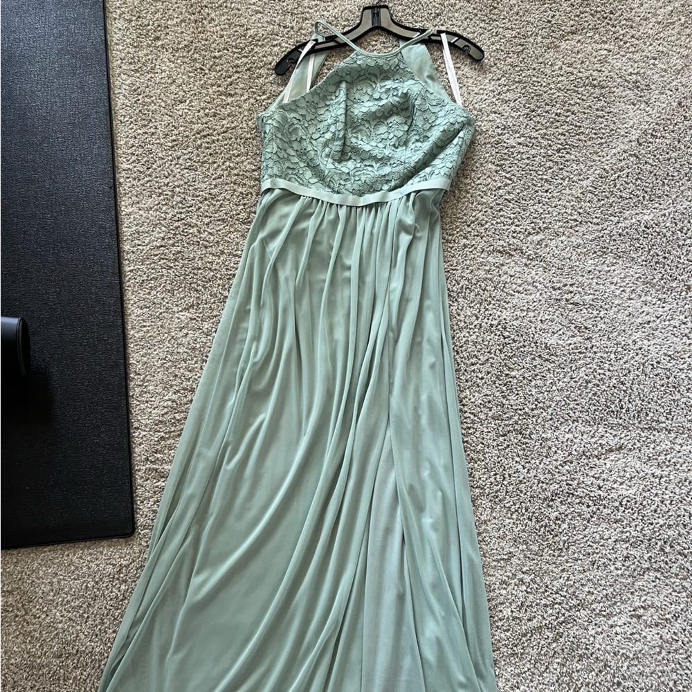 David’s Bridal long lace mesh bridesmaid dress never worn